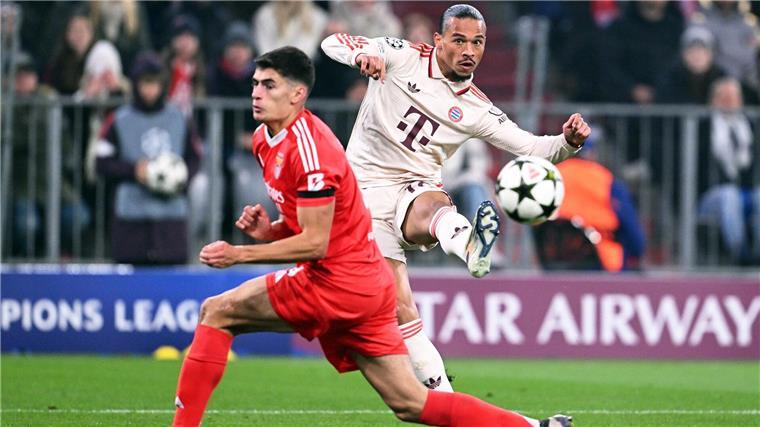 Bayerns Trümpfe: Kopfball-Ungeheuer Musiala und Joker Sané Leroy Sané, hier beim Torschuss, brachte viel Dynamik ins Bayern-Spiel.