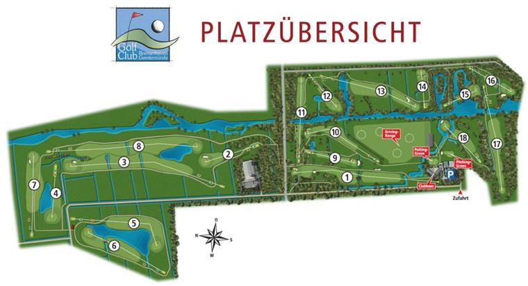 Links sind die neuen: Der Golfclub Bremerhaven hat seine Bahnen erweitert, die rechten neun sind insolvent aber, dennoch geht dort der Spielbetrieb weiter.