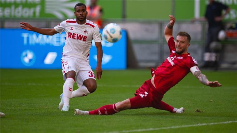 Düsseldorf feiert im Derby spätes Ausgleichstor Linton Maina traf für Köln zum 2:1.