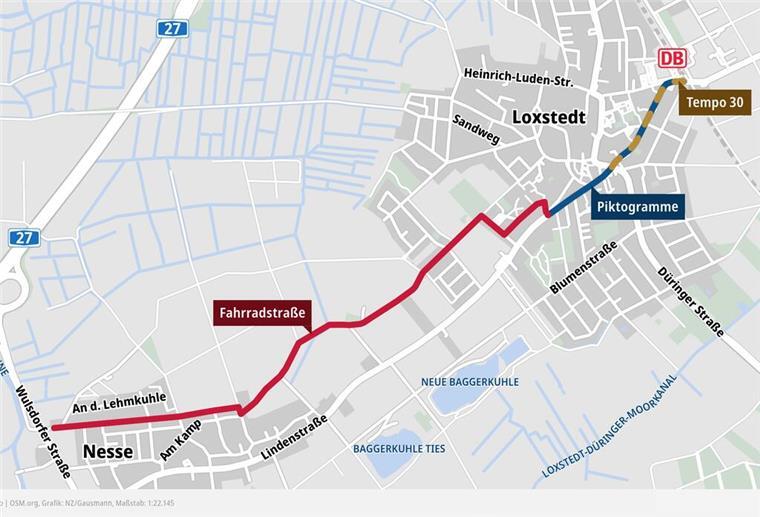 Karte über Fahrradstraßen-Verlauf
