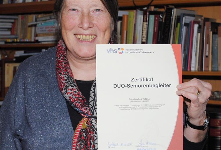 Hagen: Marlies Tetzner arbeitet als Seniorenbegleiterin Marlies Tetzner hat sich zur zertifizierten Seniorenbegleiterin ausbilden lassen.