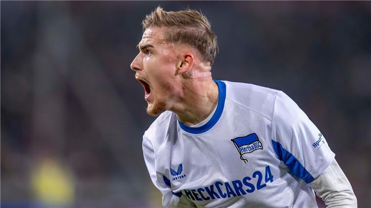 Hertha stoppt Hannover und die Krise Marten Winkler schreit seine Freude heraus.
