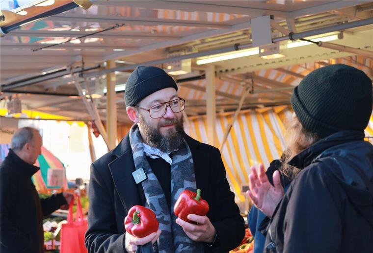 Martin Seiffert auf dem Wochenmarkt