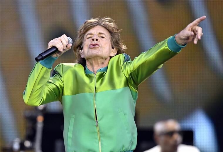 Mick Jagger, Sänger der britischen Band Rolling Stones, beim Konzert im Rahmen der „Stones Sixty Europe 2022“-Tournee.