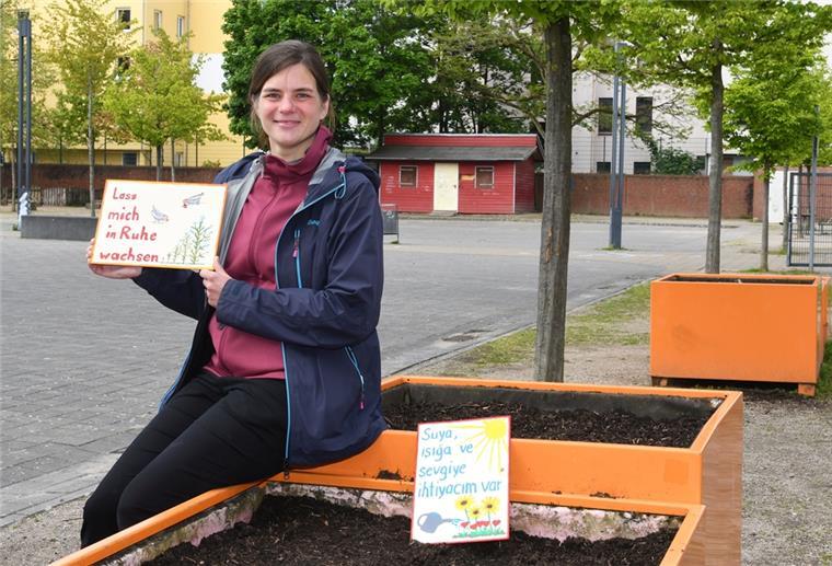 Miriam Gieseking, Leiterin der Quartiersmeisterei Lehe, hat viele Pläne für den Pausenhof.