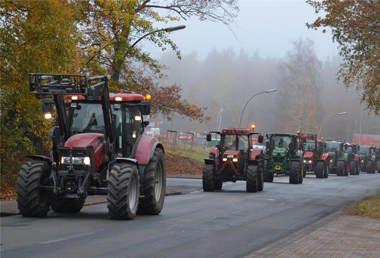 Mit 500 Treckern fuhren die protestierenden Landwirte heute in Elsdorf und an der Zentrale des Deutschen Milch-Kontors in Bremen vor.