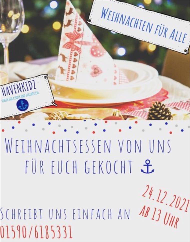 Mit diesem Banner versucht der Jugendverein "Havenkidz" in den sozialen Netzwerken sowohl Menschen zu finden, denen es nicht gut geht und die sich über ein festliches Weihnachtsessen gratis freuen würden - als auch Sponsoren für die Benefizaktion. 