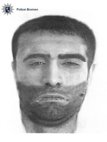 Mit diesem Phantombild sucht die Polizei in Bremen nach einem Vergewaltiger.