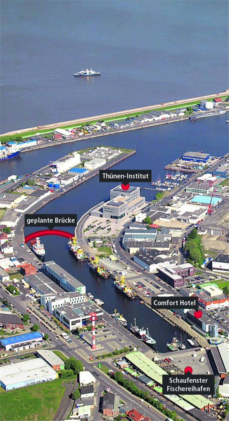 Bremerhaven: Neuer Vorstoß für Brücke über den Fischereihafen Mit einer Brücke über den Fischereihafen 1 soll ein Rundlauf für das Schaufenster geschaffen werden. Die FDP macht jetzt Druck mit einem Antrag in der Bürgerschaft.
