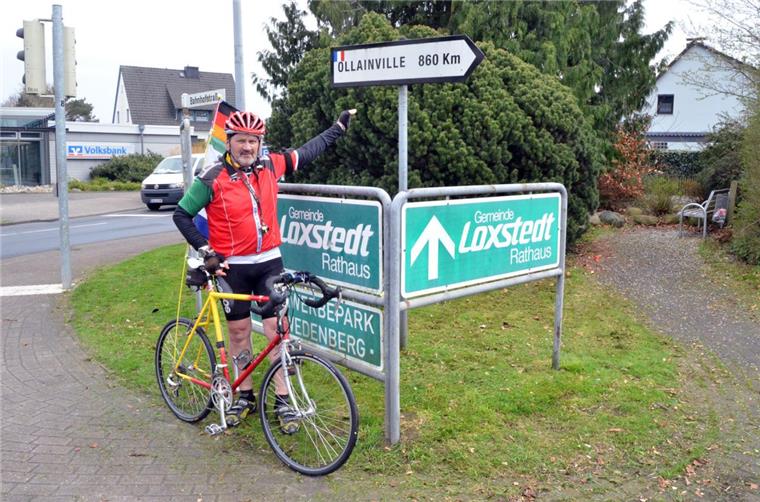 Dieser Loxstedter will in sieben Tagen nach Ollainville in Frankreich radeln Mit seinem Rennrad will Harald Breitner die 860 Kilometer von Loxstedt bis in die Partnerstadt Ollainville in sieben Tagen bewältigen.