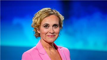 Moderatorin Caren Miosga vor ihrer letzten Sendung im Studio.
