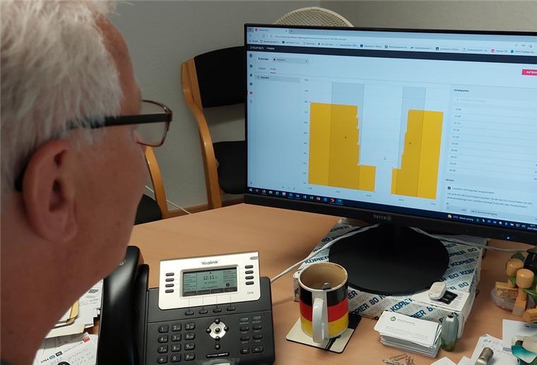 Ein Verwaltungsmitarbeiter sitzt vor seinem Computer
