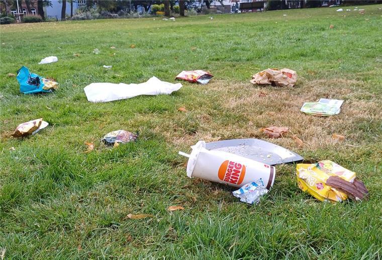 Müll liegt im Stadtpark Lehe.
