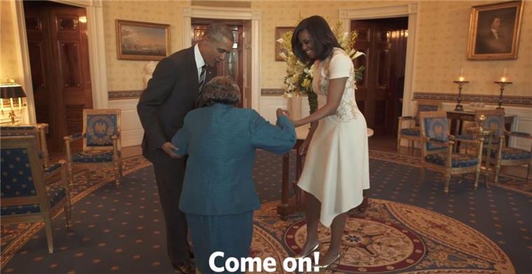106-Jährige tanzt im Weißen Haus Nette Tanzstunde: Michelle und Barack Obama lassen sich von Virginia McLaurins Lebensfreude anstecken.