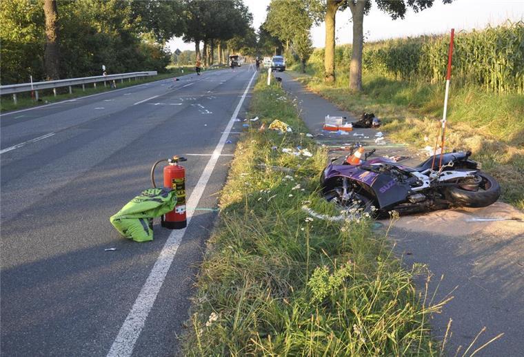 Motorradfahrerin (47) stößt frontal mit Pkw zusammen Das Foto zeigt das am Unfall beteiligte Motorrad.