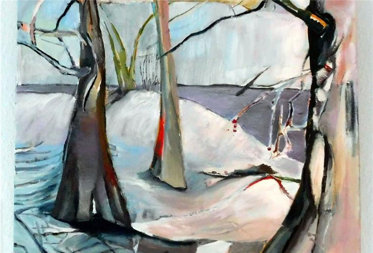 Ausstellung in der Mühle Malstedt startet verspätet Norddeutsche Landschaften, gemalt von einer der sechs beteiligten Kreativen: Ute Meta Kühn.