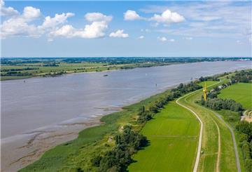Luftaufnahme der Weser. Die Flüsse in Niedersachsen sind in einem alarmierend schlechten Zustand.
