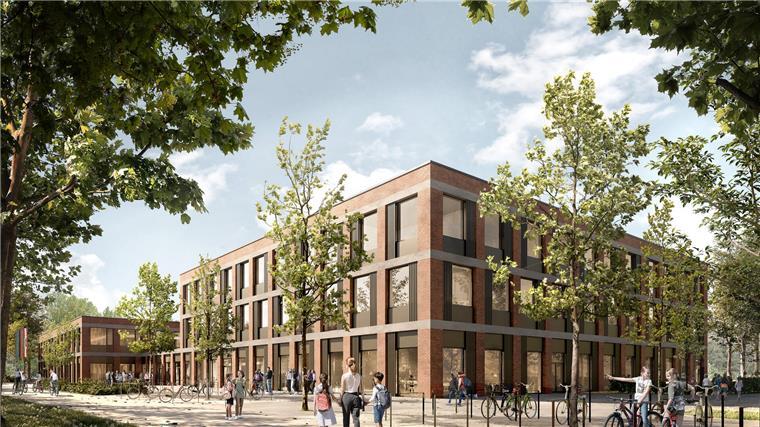 Bau der drei neuen Schulen in Bremerhaven beginnt Pädagogischer Leuchttürm: Die Neue Oberschule Lehe (NOL) soll an der Pestalozzistraße entstehen und später mit dem Schulzentrum Geschwister Scholl einen neuen Campus bilden.
