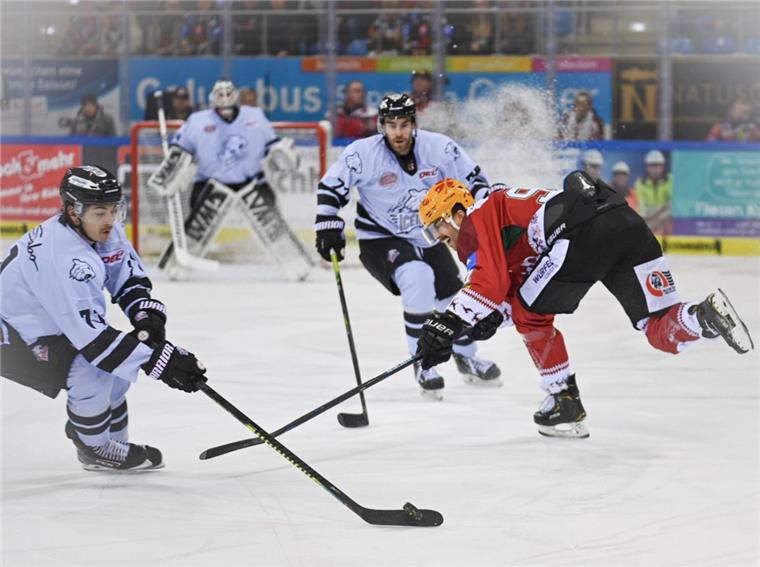 Pinguins-Stürmer Miha Verlic (rotes Trikot) und seine Teamkollegen warfen auch gegen die Nürnberg Ice Tigers wieder alles in die Waagschale, um nach sechs Niederlagen in den vergangenen sieben Spielen endlich wieder einen Sieg feiern zu können.