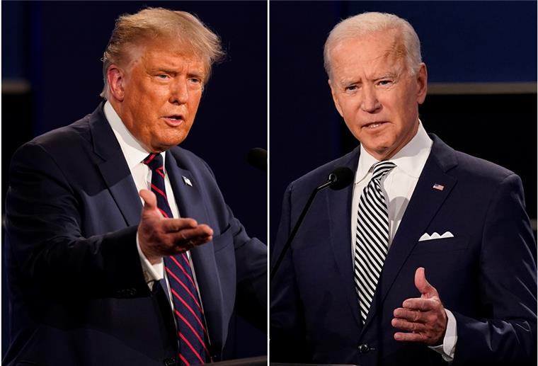 Nach der US-Wahl: Trump und Biden siegessicher Präsident Trump (links) und sein Herausforderer Joe Biden sind sich beide sicher, die Wahl zu gewinnen. Noch läuft die Stimmenauszählung.