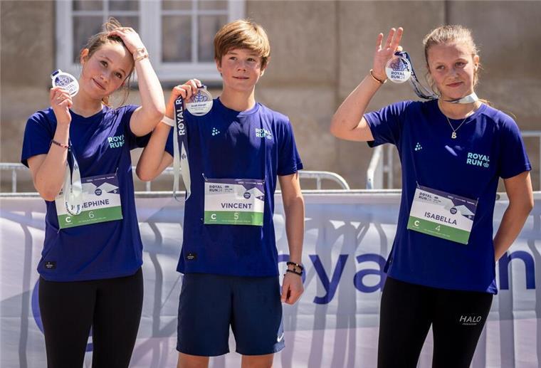 Erster Royal Run für Frederik als König Prinzessin Josephine (l-r) Prinz Vincent und Prinzessin Isabella von Dänemark nach dem Ein-Meilen-Lauf im Rahmen des Königslauf.