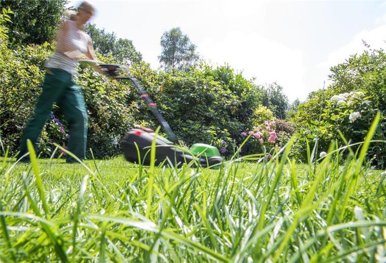 Diese Garten-Regel gilt im Sommer! Bei Verstoß drohen Tausende Euro Bußgeld Eine Person mäht Rasen.