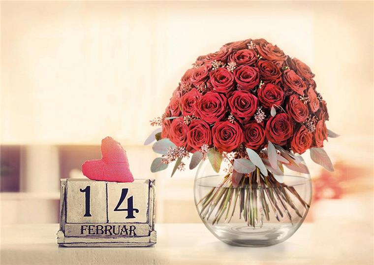 Valentinstag: Kitsch oder romantisches Spektakel? Rote Rosen sind die beliebtesten Blumen zum Valentinstag