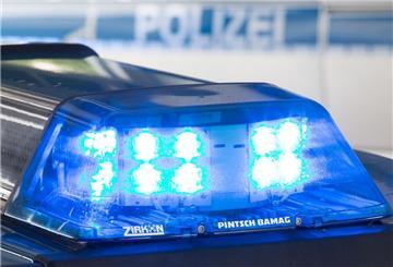 Ein Blaulicht leuchtet auf dem Dach eines Polizeiwagens. (zu dpa: «Zwei Menschen sterben bei Frontalcrash mit Lastwagen»)