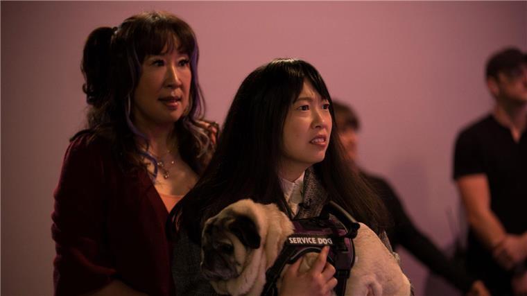 Das sind die Streaming-Tipps der Woche Sandra Oh (l) als Jenny Yum und Awkwafina als Anne Yum trägt Mr. Linguini (Crosby Cookie) in der Komödie „Quiz Lady“ auf dem Arm.