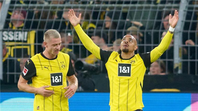 Adeyemi überstrahlt Guirassy-Debüt: BVB stürzt Heidenheim Schoss Dortmunds erstes Tor: Donyell Malen.
