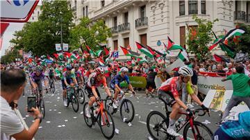 Seit Tagen gibt es bei der Vuelta propalästinensische Proteste.