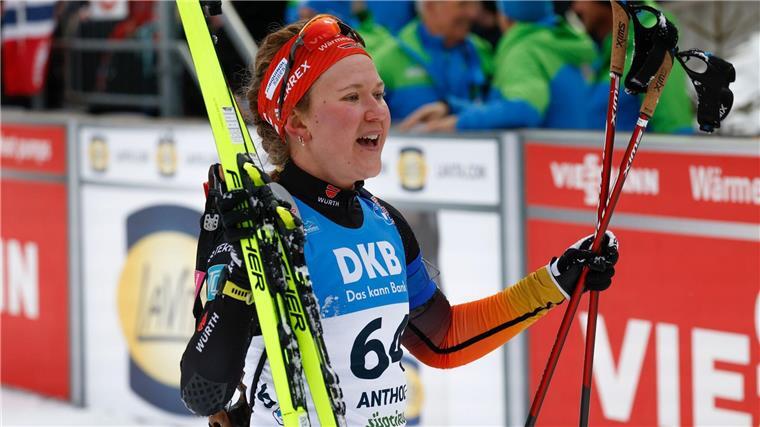 Grotian und Preuß im Sprint von Antholz auf dem Podest Selina Grotian wird Zweite im Sprint.