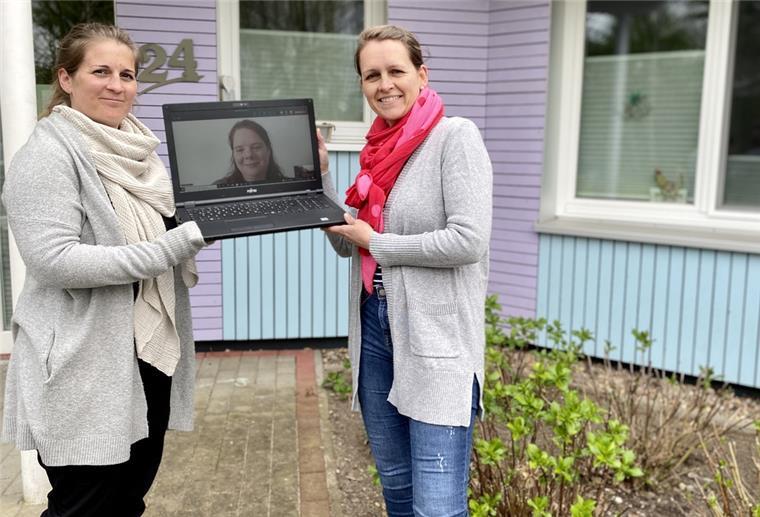 Bederkesa: Inklusionsstammtisch für ein besseres Freizeitangebot Sie setzen sich für ein inklusives Freizeitangebot ein: Sarah Theinert, pädagogische Leitung (von links) und die Mütter Ramona Niehaus (per Videokonferenz dazugeschaltet) und Sandra Strüber.