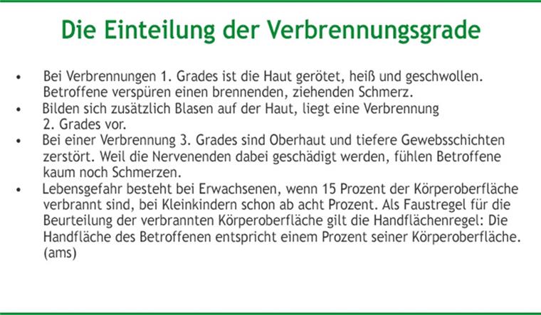 Sicher durch die Weihnachtszeit Einteilung der Verbrennungsgrade