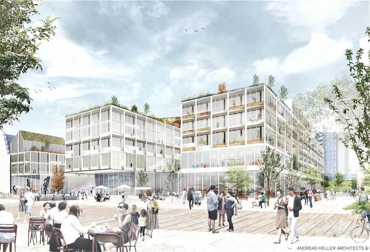 So könnte Bremerhavens neues Herz nach den Plänen von Architekt Andreas Heller aussehen. Visualisierung: Heller