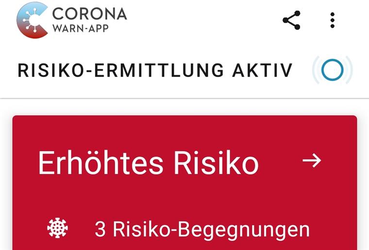 Mein Weg durch den Corona-Dschungel So poppte die Warnung der Corona-App des Telefon auf. Was dann folgte, war verwirrend.