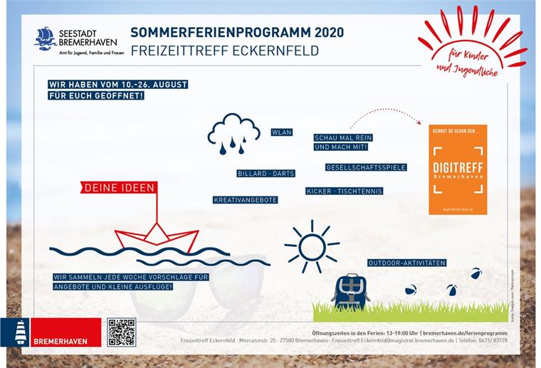Bremerhaven: Kreativangebote in den Sommerferien im Eckernfeld So sieht das Ferienprogramm im Eckernfeld aus.