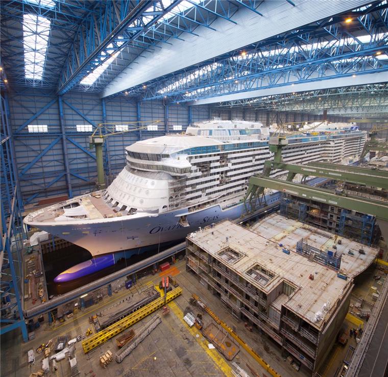 Meyer Werft lässt den nächsten Ozeanriesen vom Stapel So sieht das neue Kreuzfahrtschiff der Meyer Werft aus: die "Ovation of the Seas".