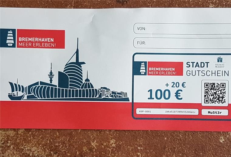 Startschuss für den Stadtgutschein So sieht der Stadtgutschein aus.