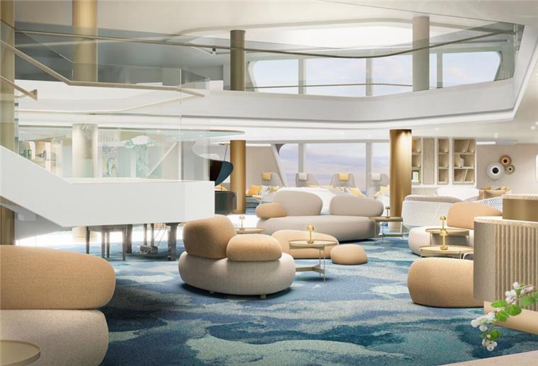„Mein Schiff Flow“: So soll das neue Super-Kreuzfahrtschiff von innen aussehen So soll das Atrium aussehen.