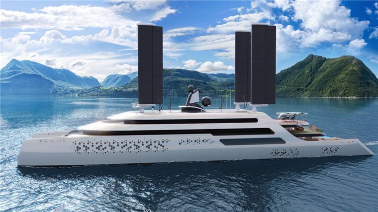 Starre Segel und Solar: Lloyd Werft plant spektakuläre Yacht Die Grafik zeigt das Aussehen der neuen Yacht.