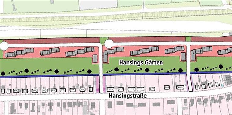 So sollen die Gebäude in der Wohnanlage Hansings Gärten verteilt werden.