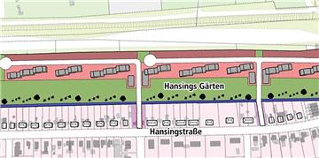 So sollen die Gebäude in der Wohnanlage Hansings Gärten verteilt werden.