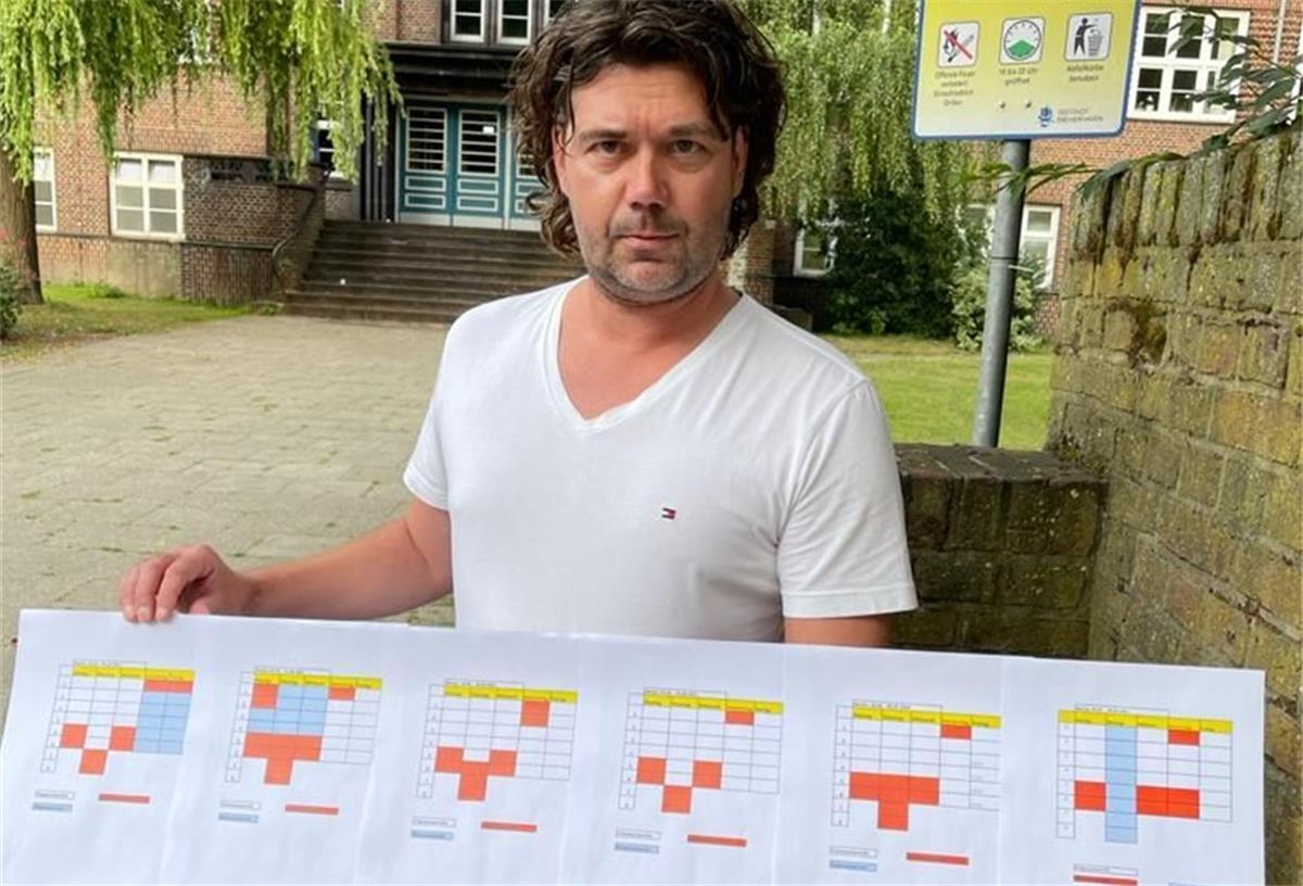 So viel Unterricht fiel in der achten Klasse der Humboldtschule in den vergangenen Wochen aus: Vater Jörg Schubert hat das für die Klasse seines Sohnes dokumentiert.
