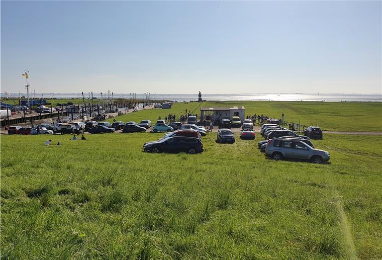 Autos stehen illegalerweise auf dem Wremer Deich.