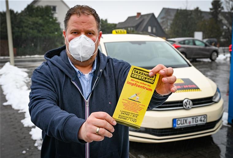 Cuxland: Verwirrung um kostenloses Taxi zum Impfzentrum Taxiunternehmer Michael Brümmer vom Taxenruf Geestland hofft auf möglichst viele Fahrten zum Impfzentrum nach Cuxhaven.