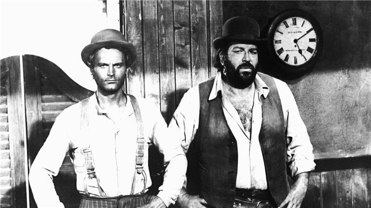 Nobody wird 85 Terence Hill (l) und Bud Spencer in dem erfolgreichen Italo-Western-Klamauk „Vier Fäuste für ein Halleluja“.