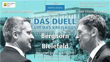 Titelverteidiger Kai-Uwe Bielefeld (parteilos) und sein Herausforderer Frank Berghorn (CDU) stellen sich am Montag, 20. Mai, um 19 Uhr in der Gaststätte Hersemeier in Loxstedt (Hohewurth 37) den Fragen von NZ-Landkreischef Christian Döscher.
