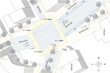Umgebaut werden soll in Bremerhaven die Weserstraße zwischen Groden- und Kreuzackerstraße. Auf der Zeichnung ist nie neue Kreuzung zu erkennen.