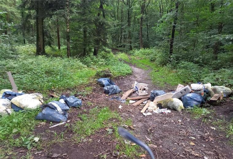 Hausmüll und Bauschutt im Flögelner Holz entsorgt Hausmüll, Keramik und Bauschutt im Flögelner Holz illegal entsorgt